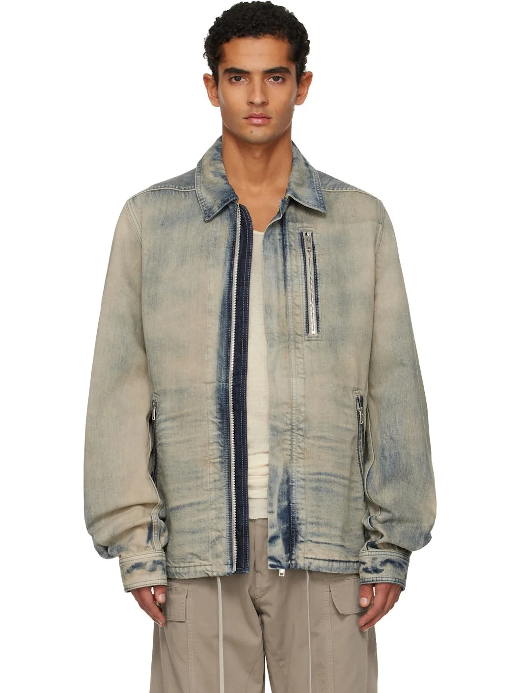 Blue Concordians Concealed Zipfront Denim Jacket - 1