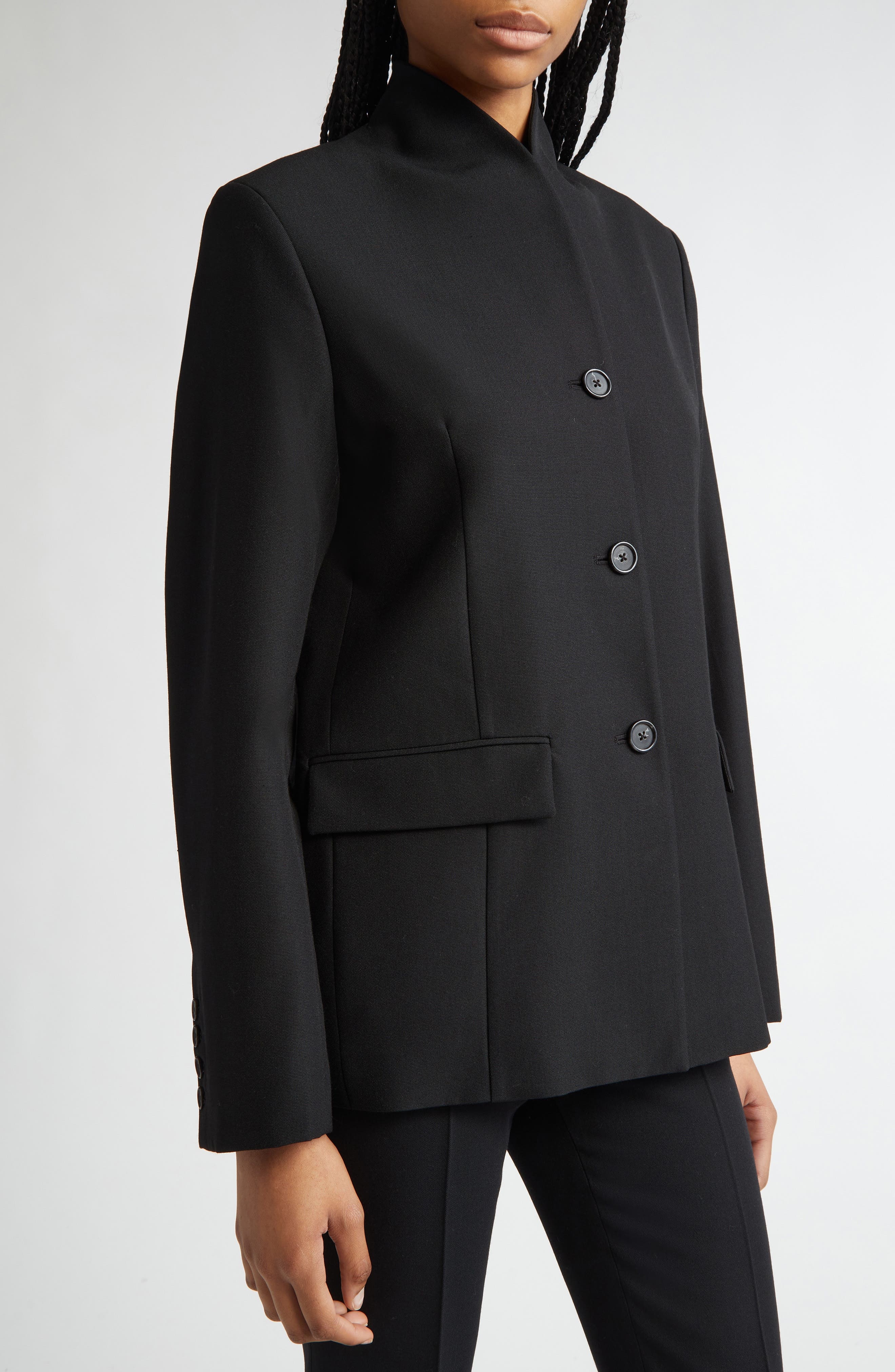 TOTEME Overlay Neck Blazer in Black at Nordstrom - 5