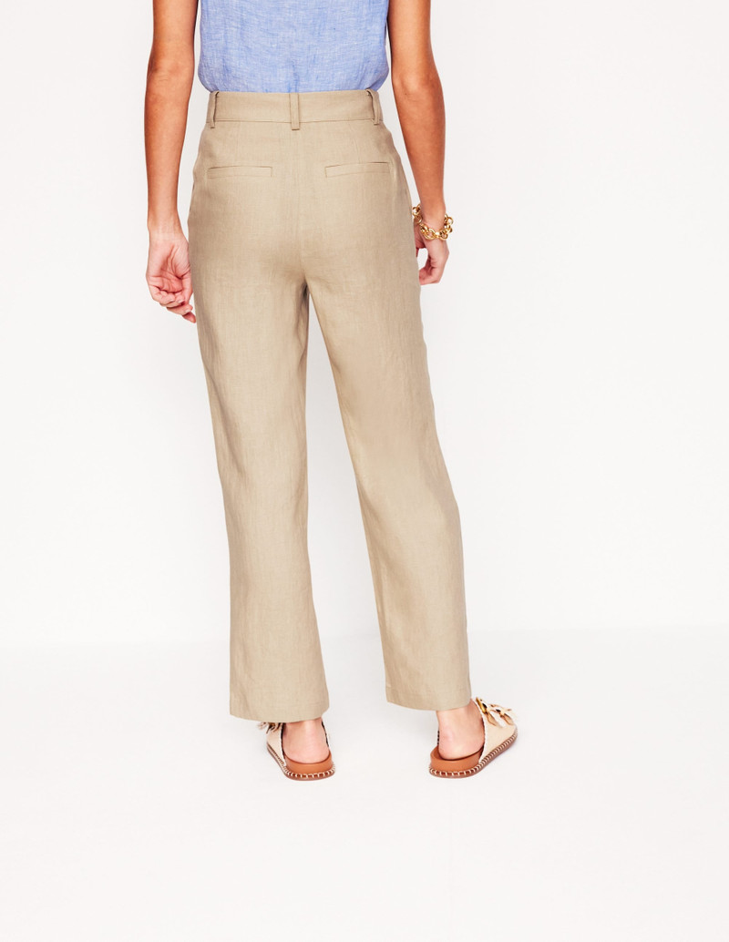Westbourne Crop Linen Pants-Oatmeal 6