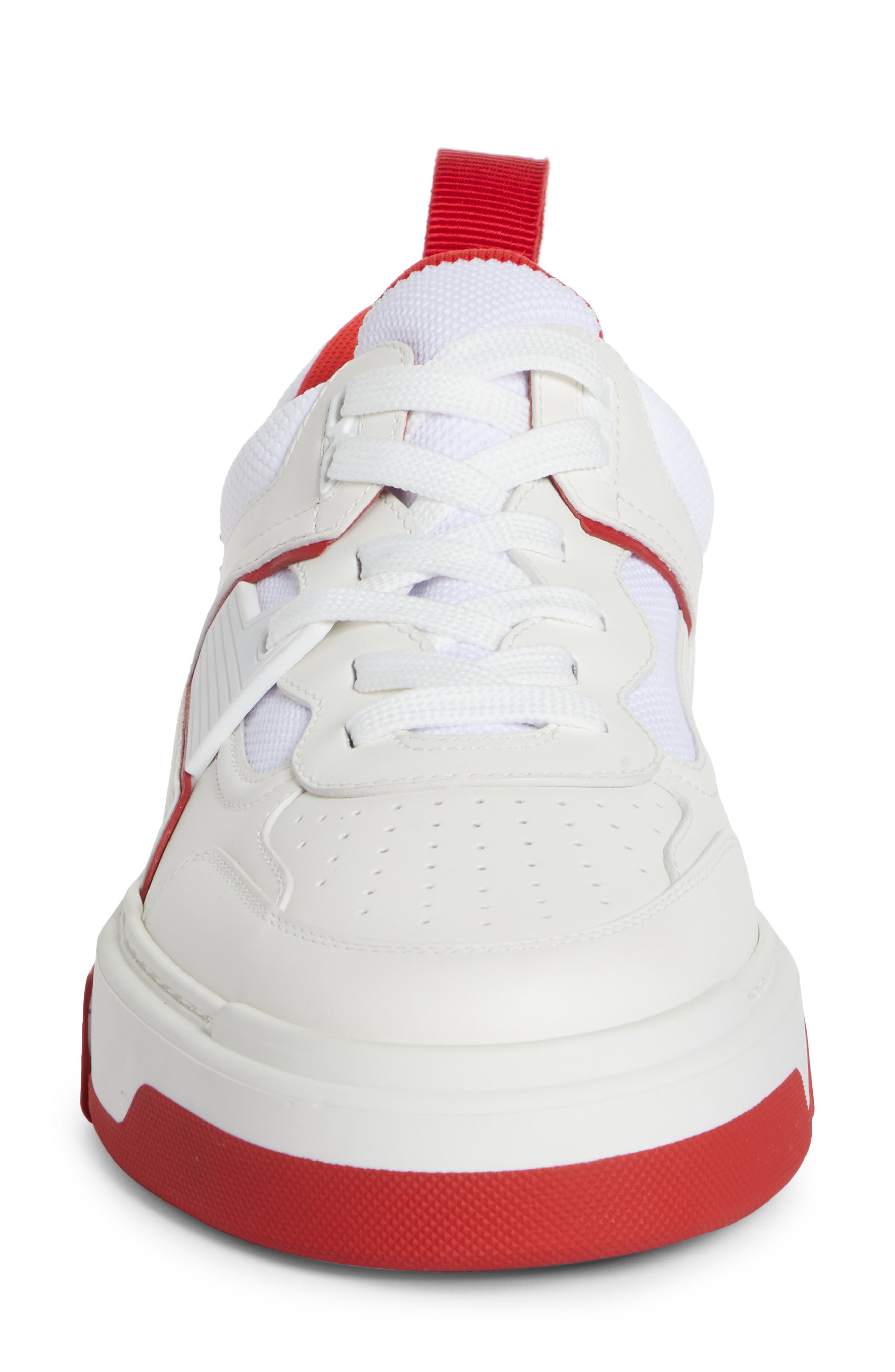 Christian Louboutin Astroloubi Mixed Media Low Top Sneaker in J679-White/Loubi at Nordstrom - 4