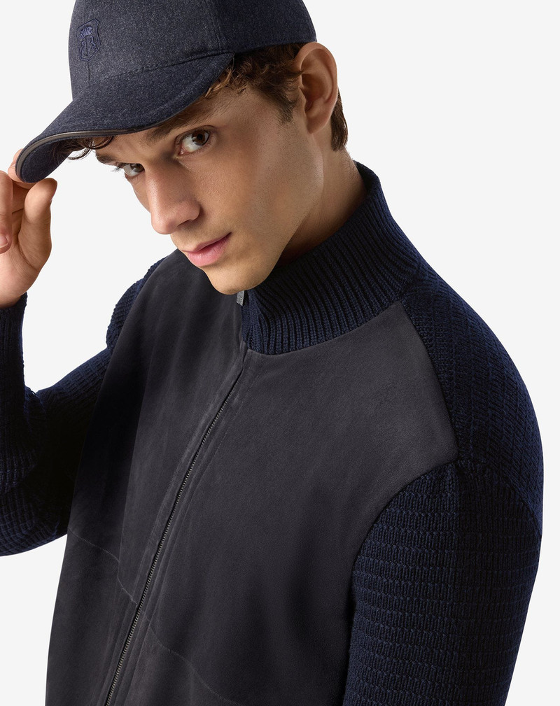 Blue unlined two-fabric jacket 4