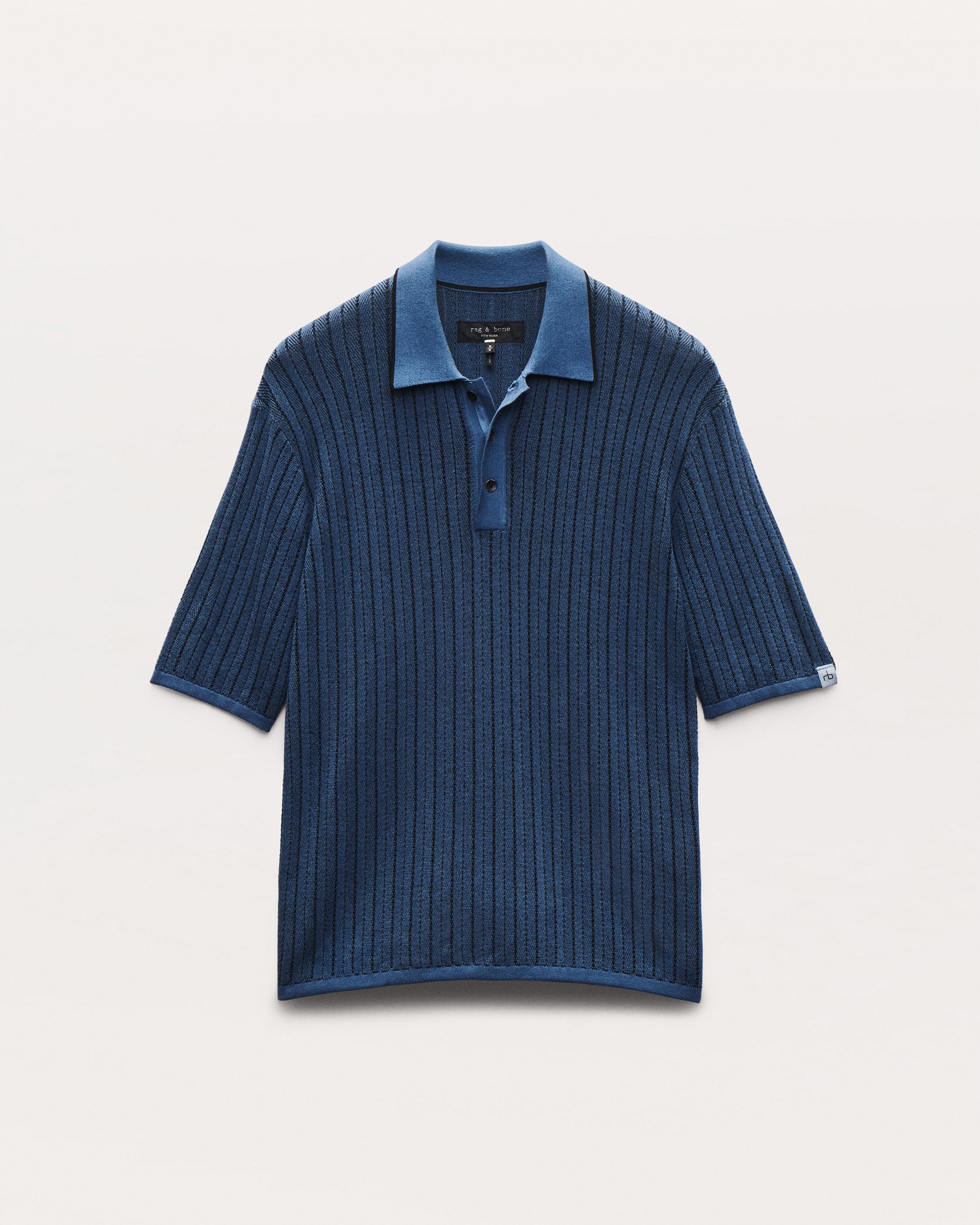 Harvey Striped Knit Polo Shirt - 2