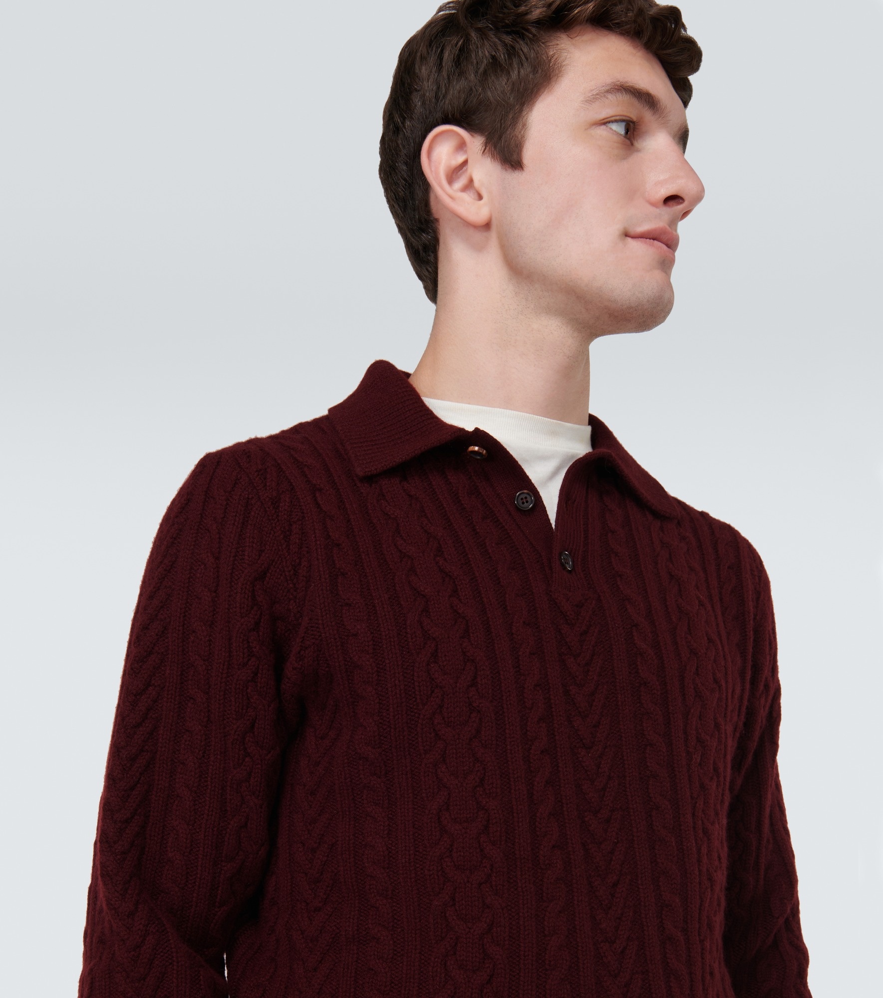 Cable-knit cashmere polo sweater - 5