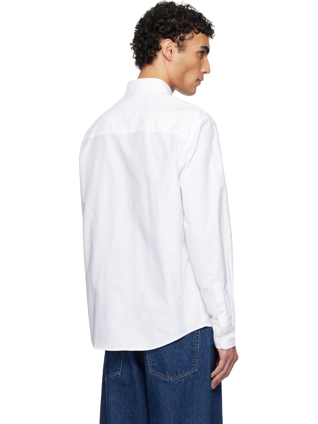 White Fox Head Embroidery Casual Shirt - 3