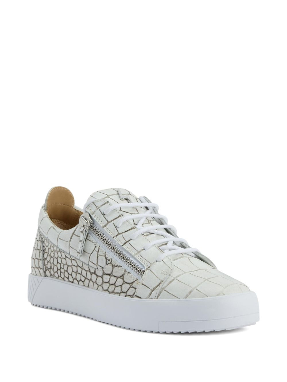 Frankie crocodile-effect zip sneakers - 2