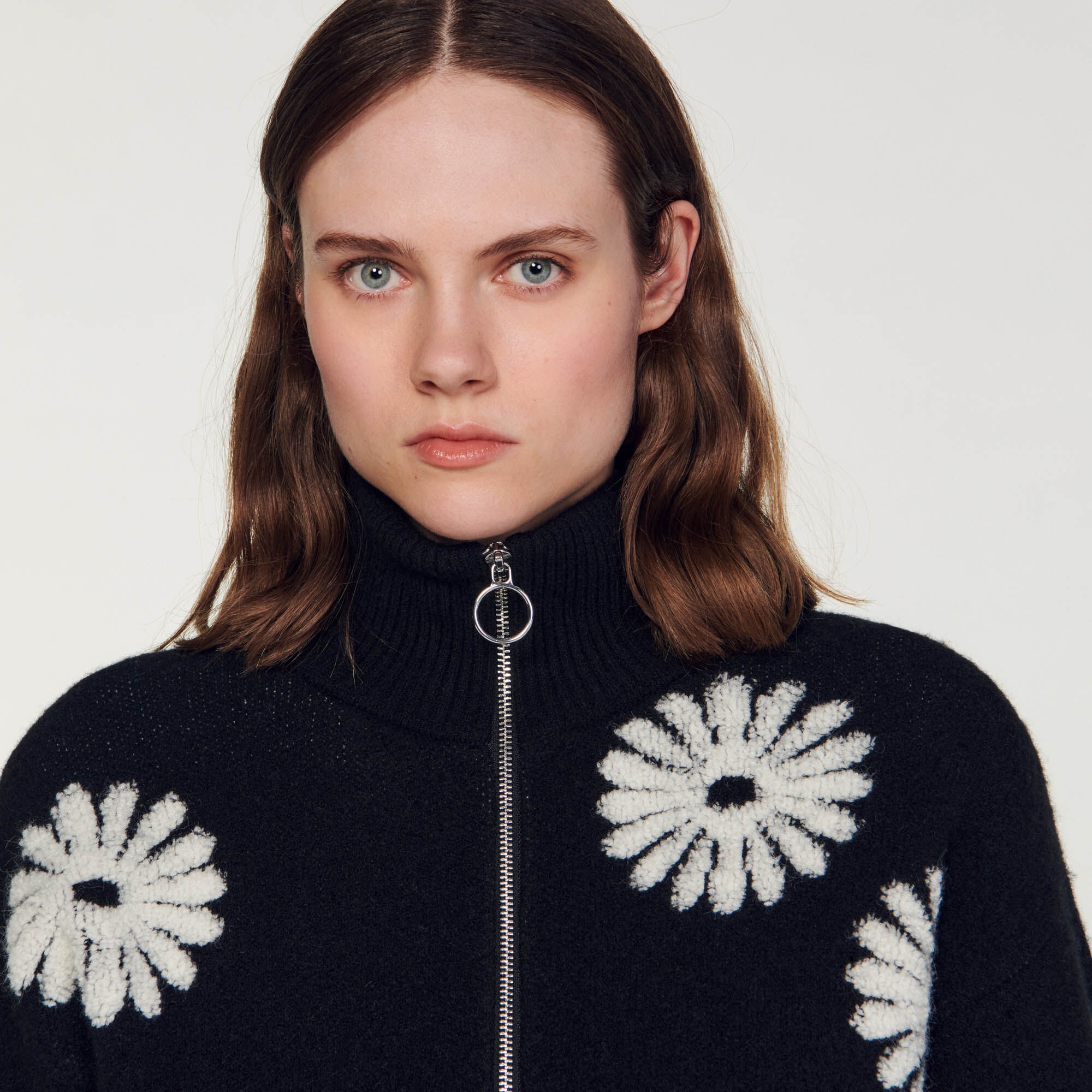 FLORAL TRUCKER-STYLE SWEATER - 4