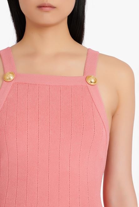 Mid-length salmon pink eco-designed knit dress - 6