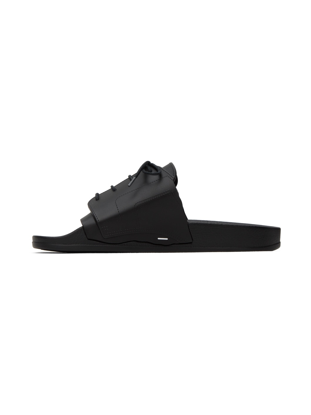Black Lace-Up Slides - 3