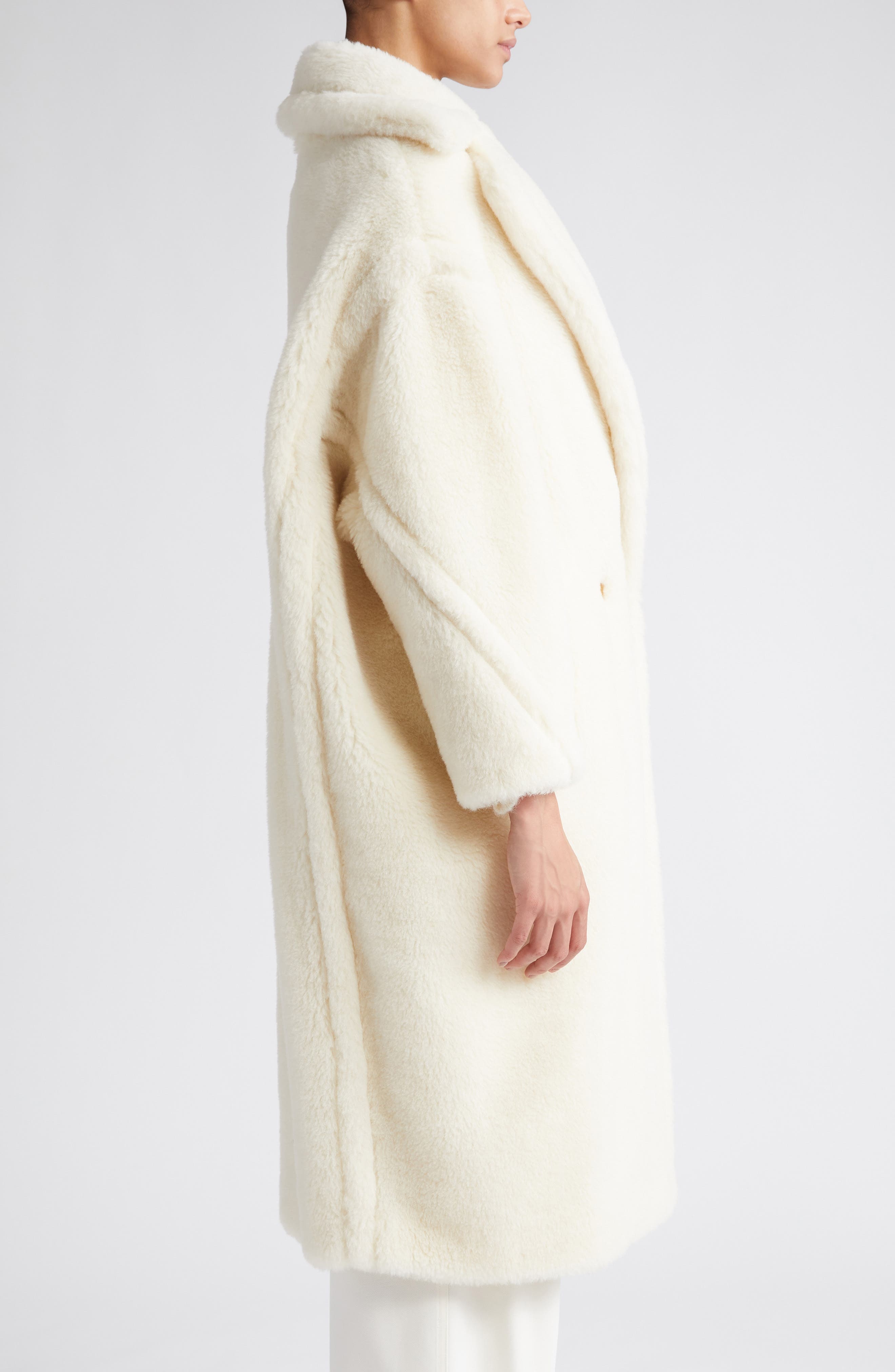 Max Mara Tedgirl Oversize Double Breasted Alpaca Blend Coat in White at Nordstrom - 3