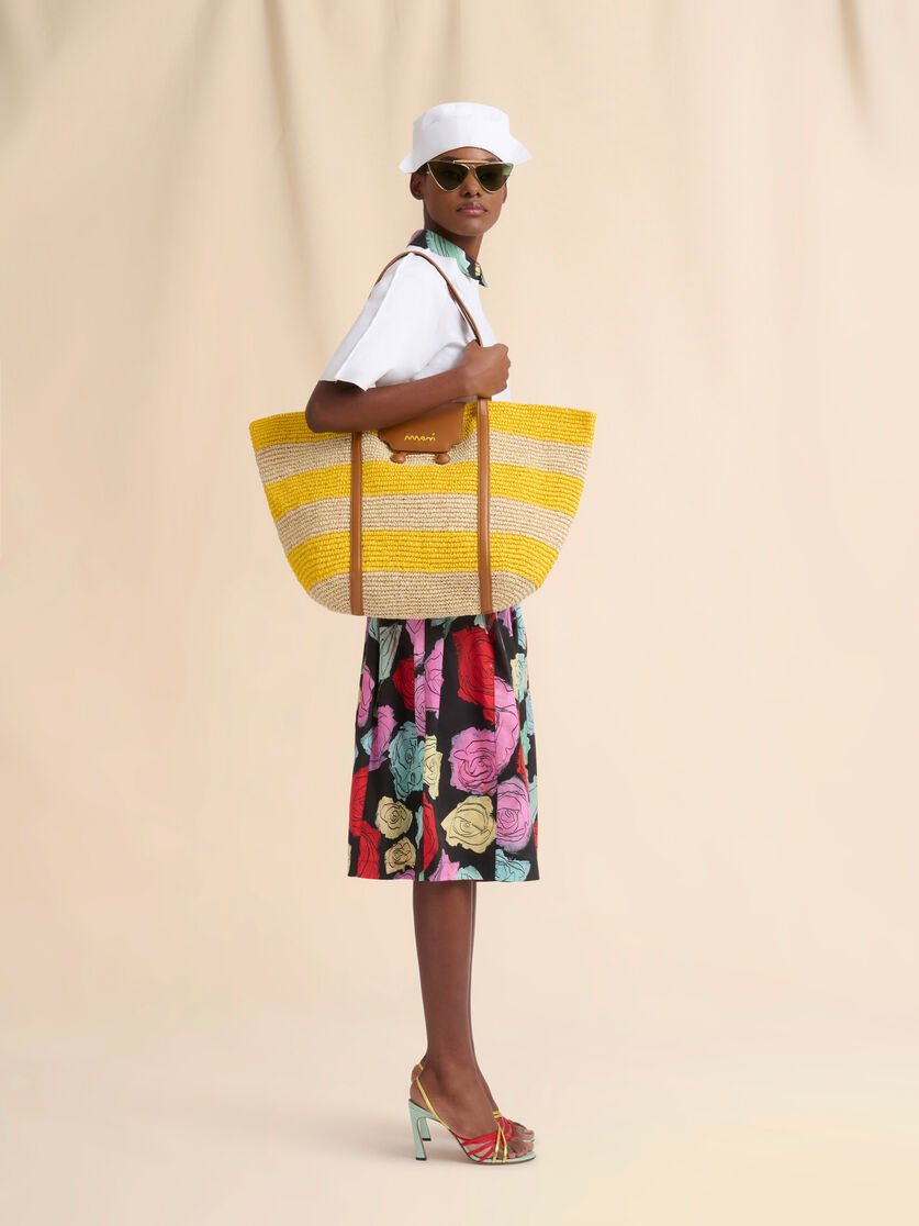 MEDIUM YELLOW STRIPE RAFFIA-EFFECT TRUNKAROO BEACH BAG - 2