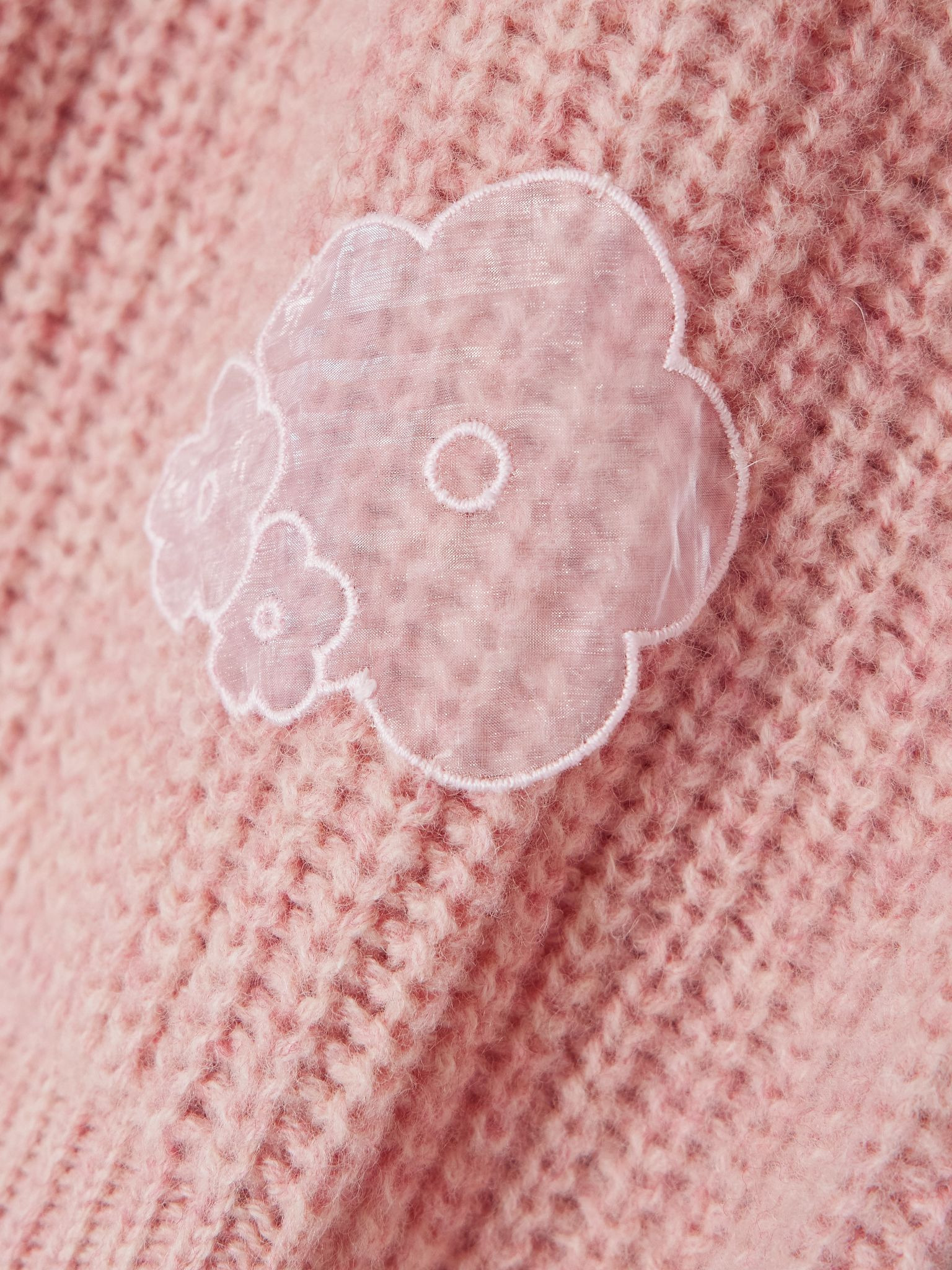 Appliquéd wool sweater Pastel pink - 5