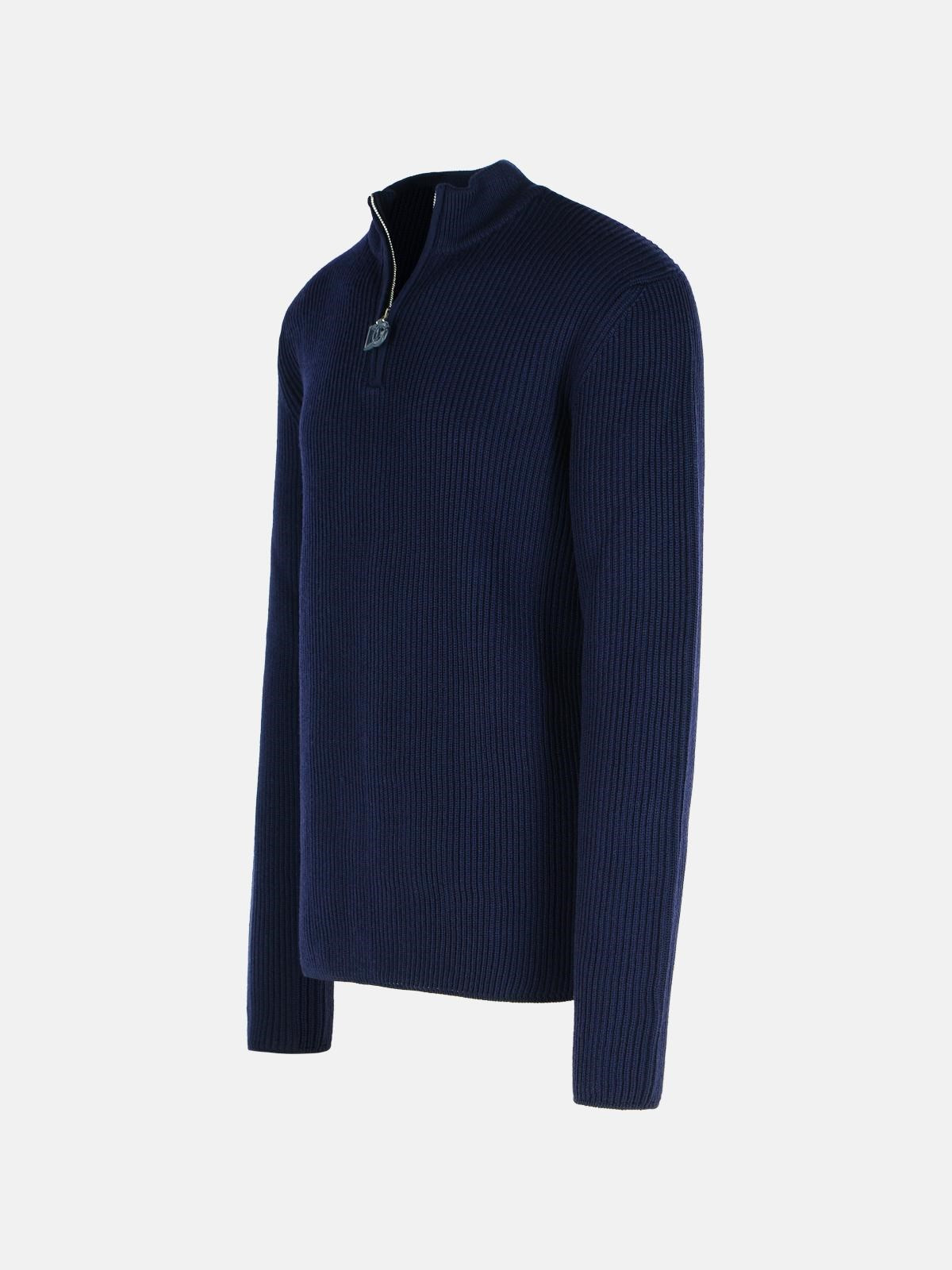 NAVY VIRGIN WOOL SWEATER - 2