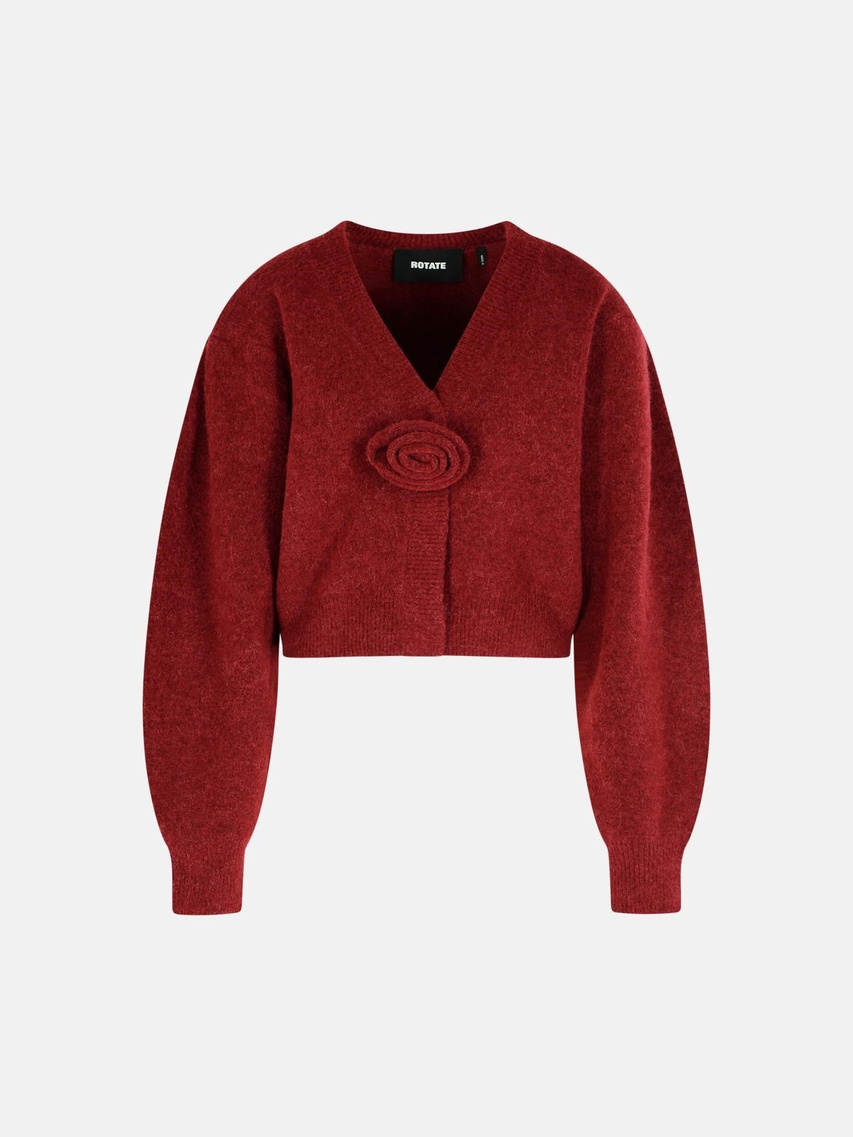 BURGUNDY ALPACA BLEND CARDIGAN - 1