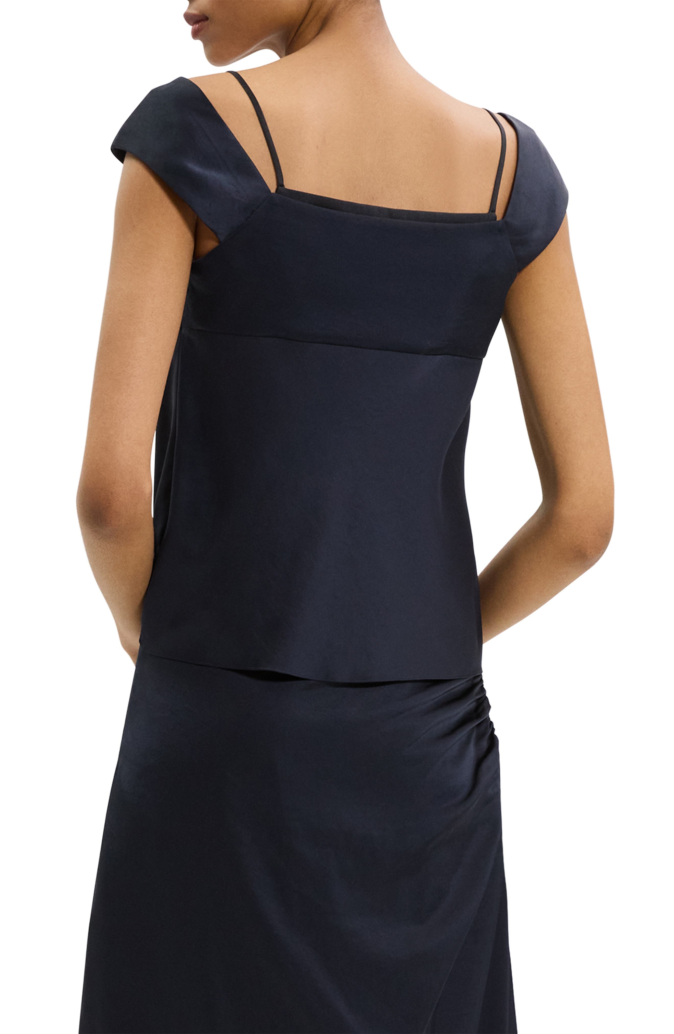 Theory Peek Camisole Layered Look Sleeveless Top in Navy/Black at Nordstrom - 2