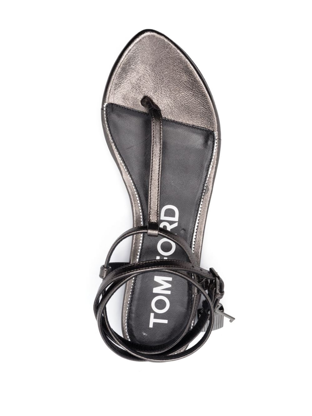 Padlock laminated-leather flat sandals - 4
