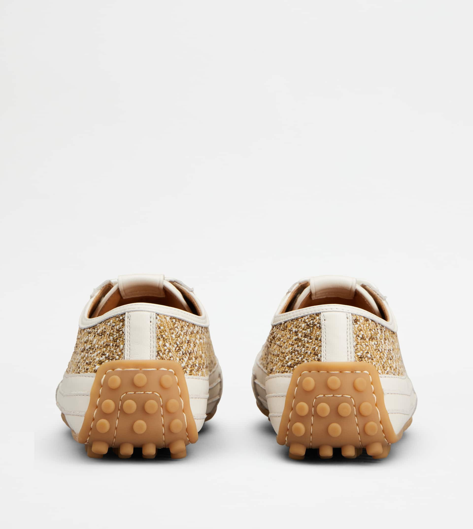 SNEAKERS IN FABRIC AND LEATHER - WHITE, BEIGE, BROWN - 3