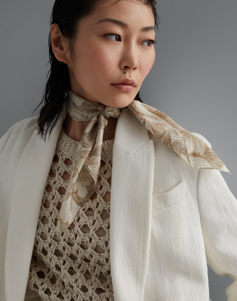 Silk flower print pongée foulard 3
