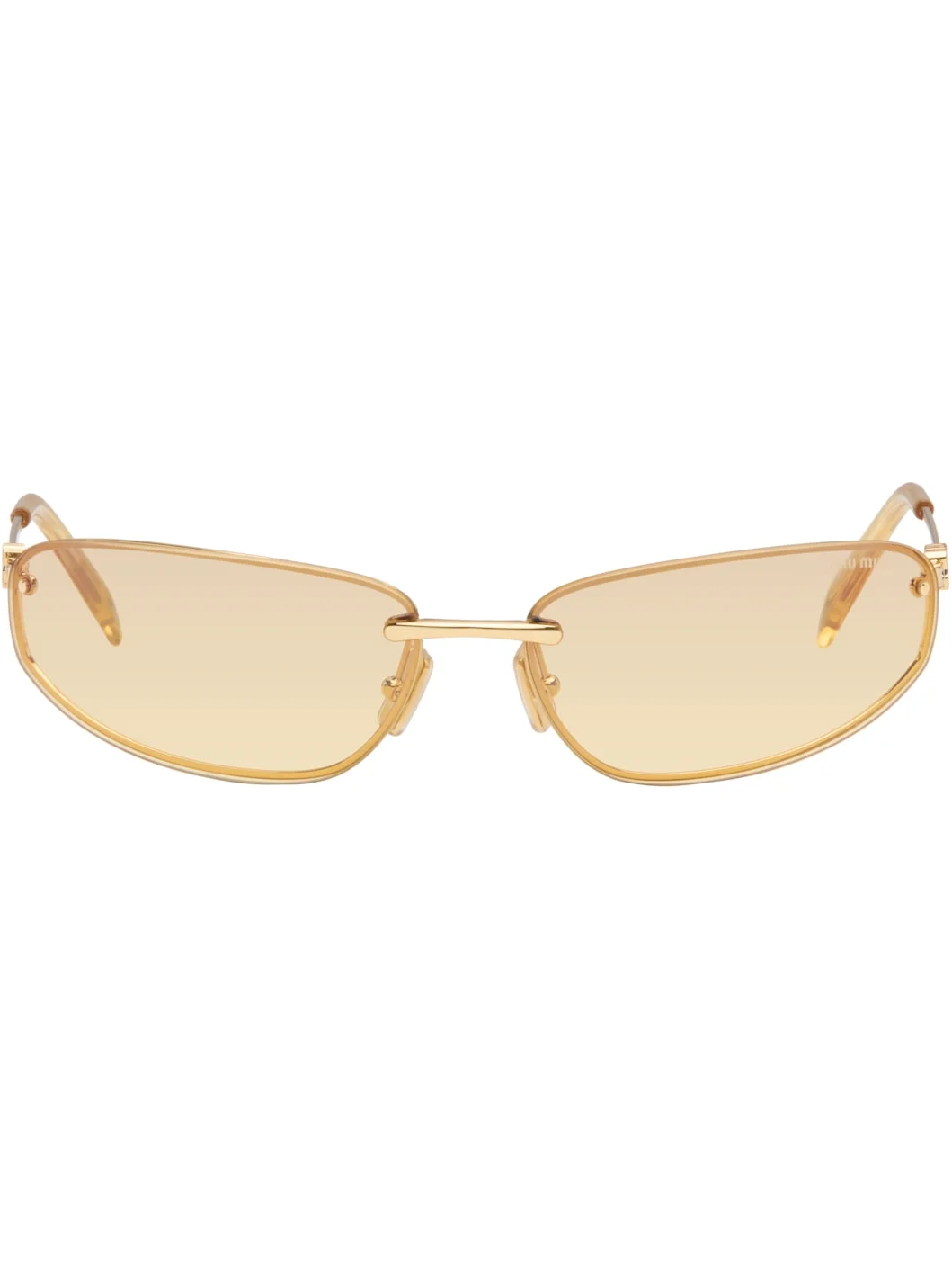 Gold Rimless Metal Oval Sunglasses - 1