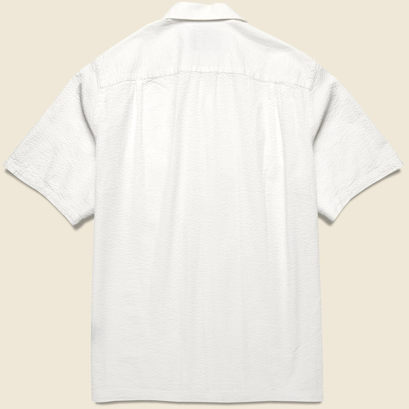 Portuguese Flannel Seersucker Camp Shirt - White outlook