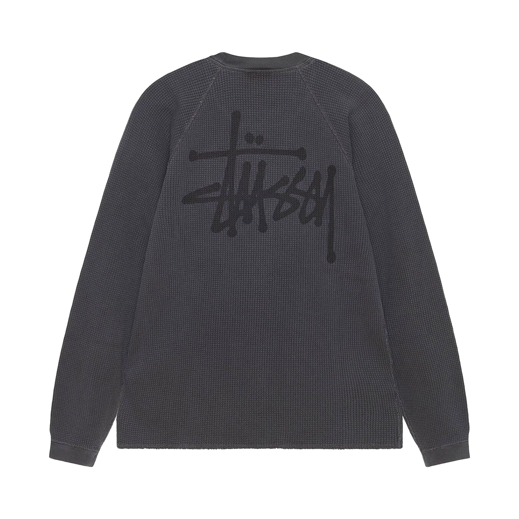 Stussy Raglan Thermal Long-Sleeve Crew 'Washed Black' - 2