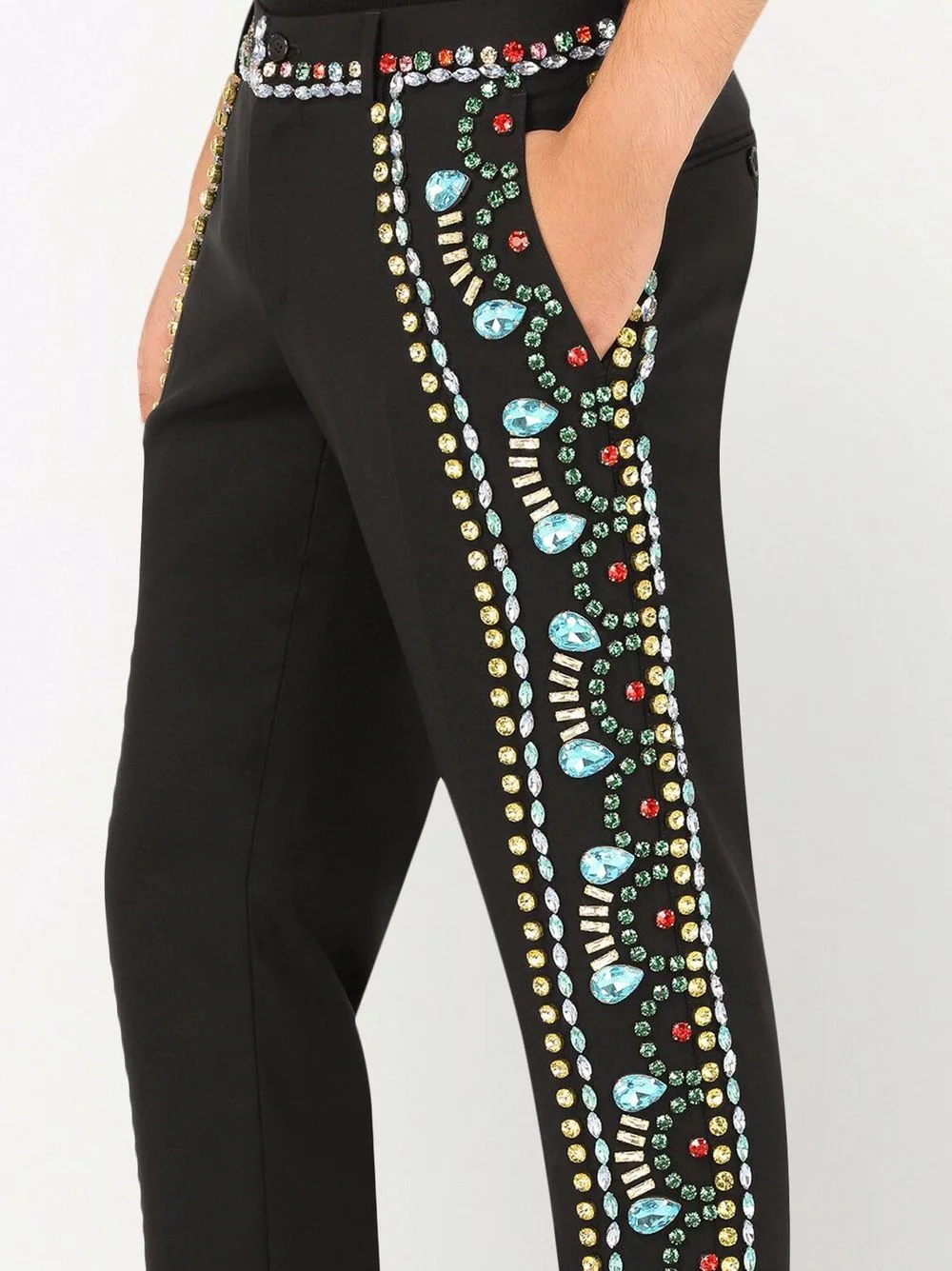 gemstone-embellished wool trousers - 5