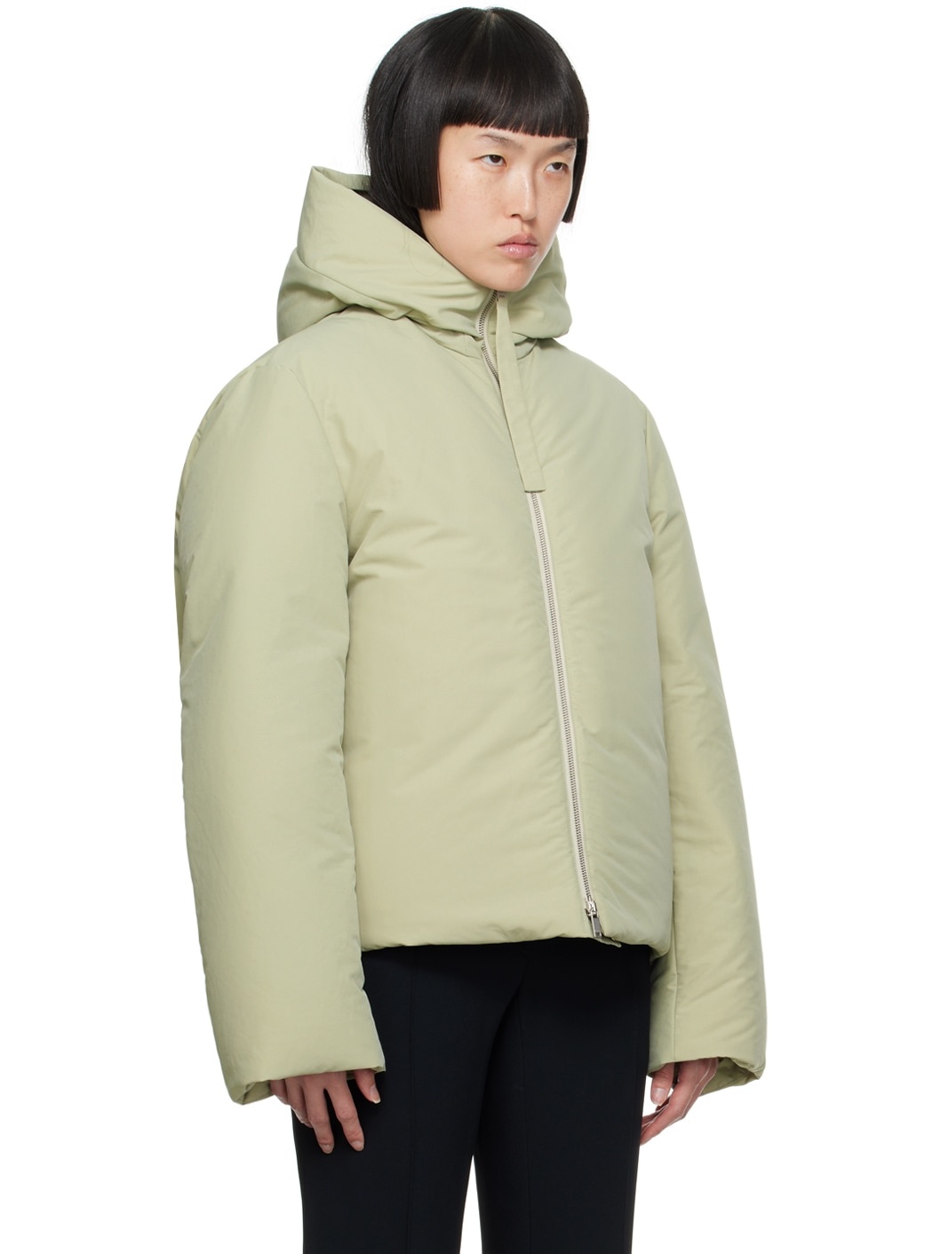 Green Hooded Down Jacket - 2