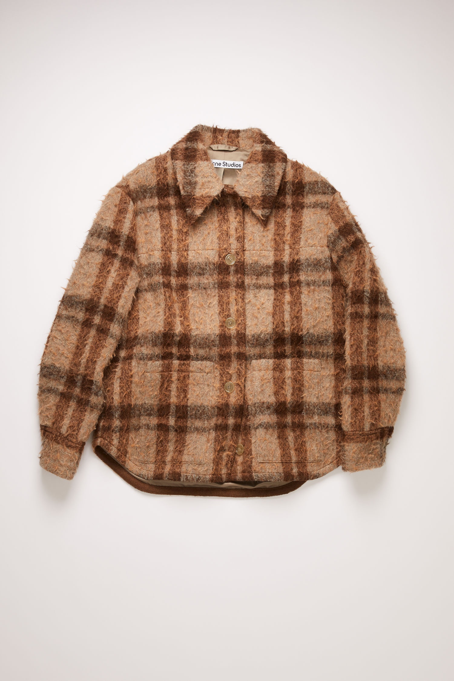 Checked overshirt pale orange/brown - 1