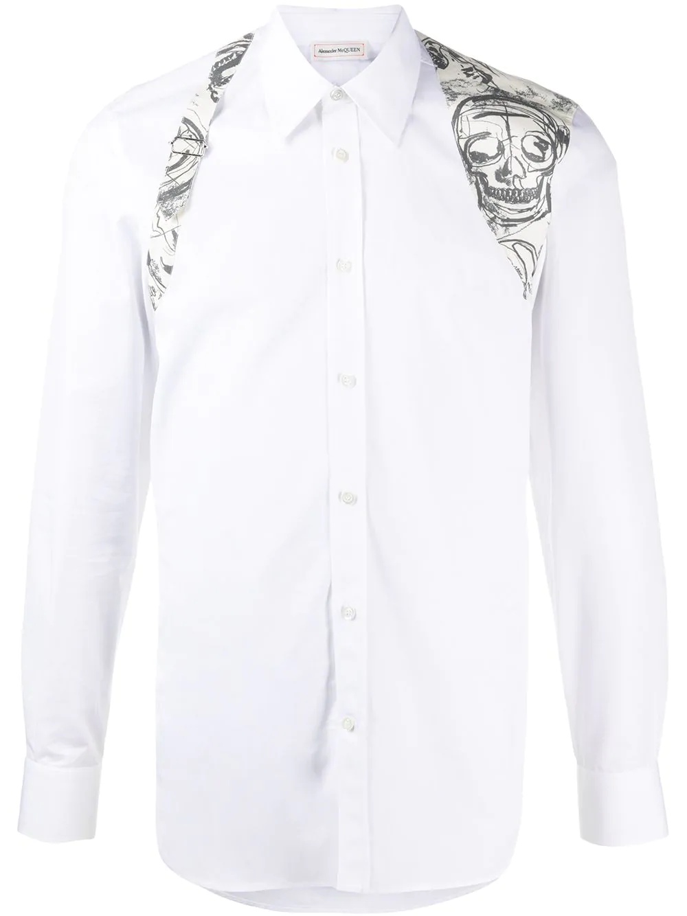 skull-print buckle detail shirt - 1