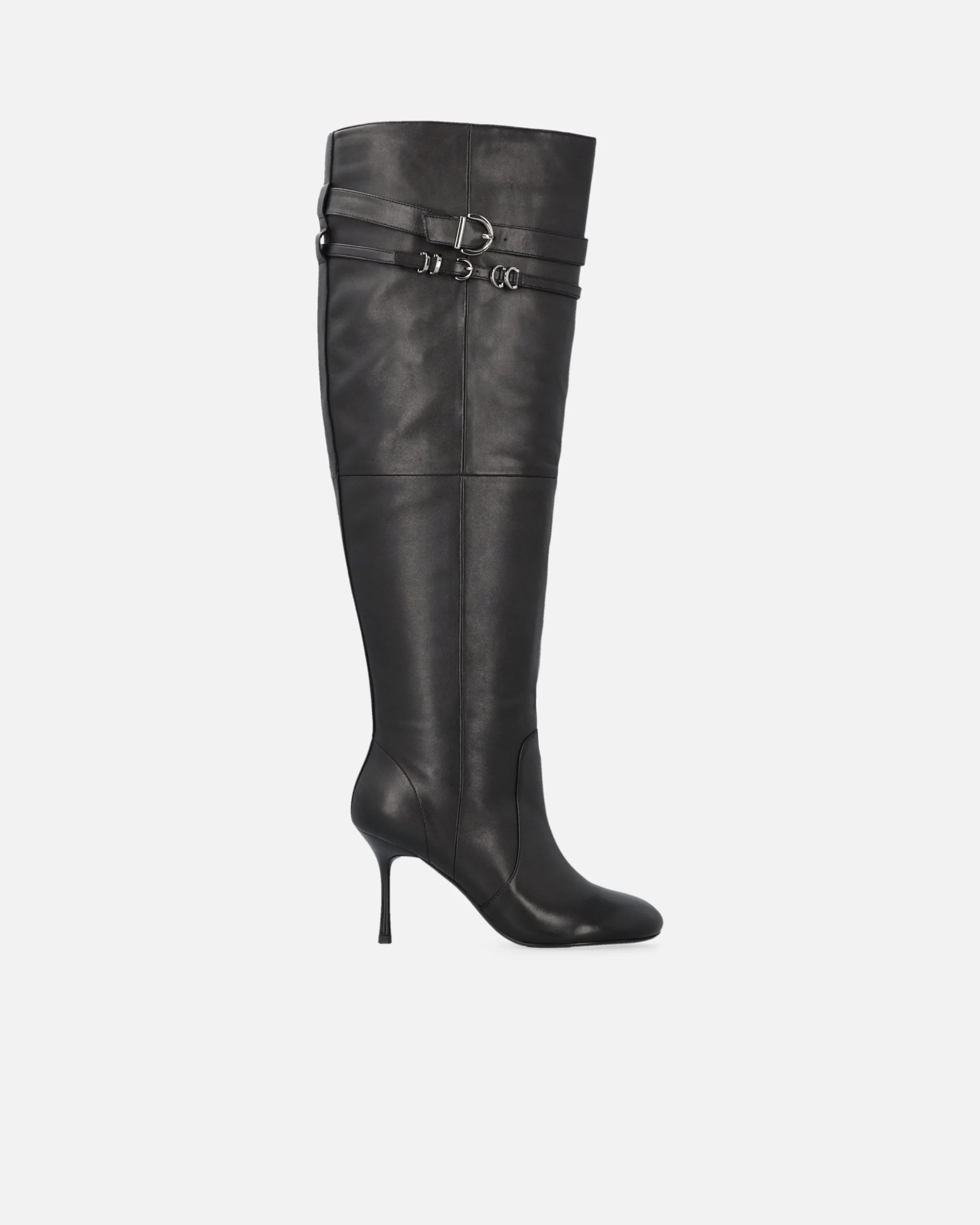 KNEE-HIGH NAPPA LEATHER BOOTS WITH HEEL AND STRAP - 1