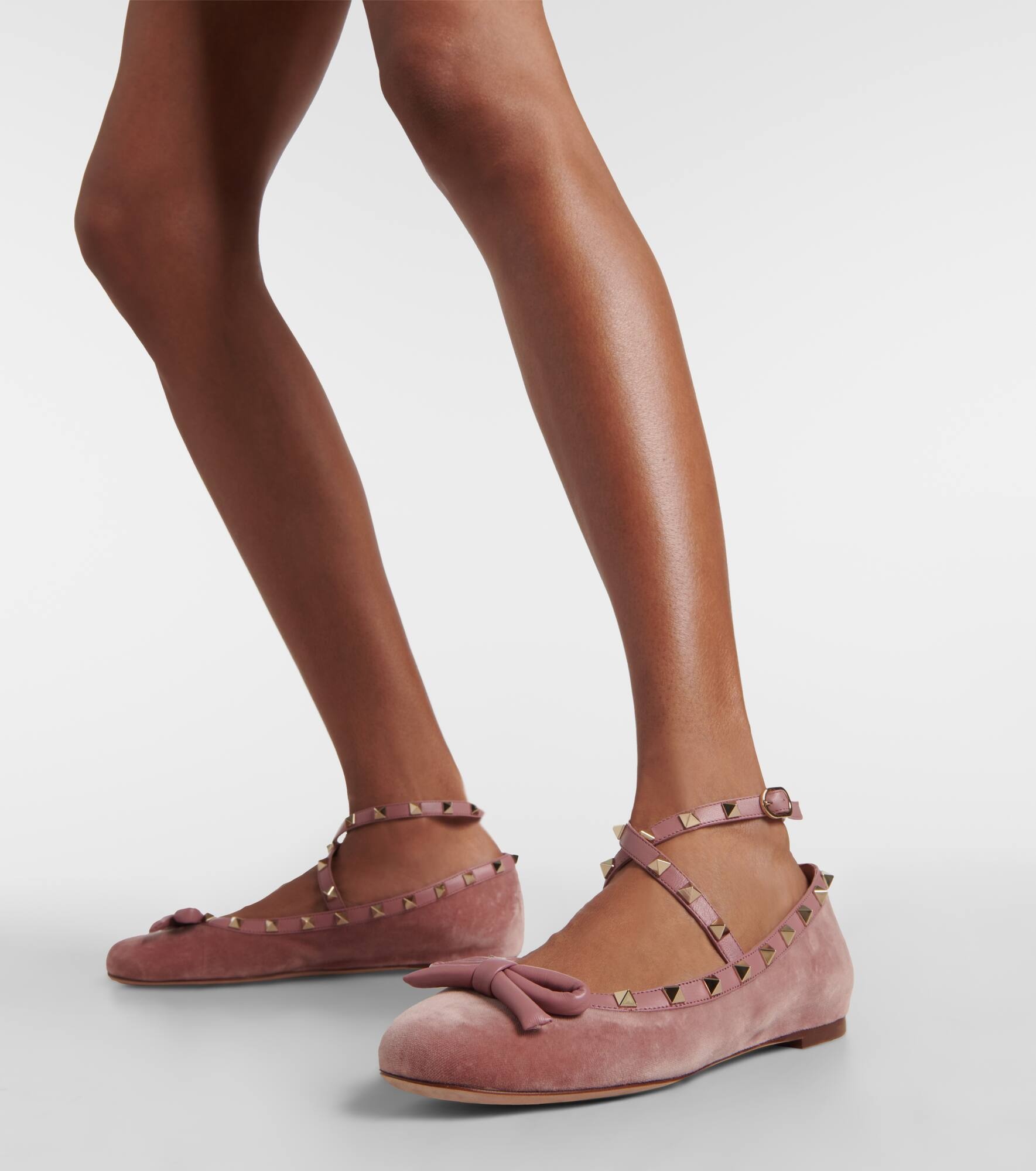 Rockstud velvet ballet flats - 4