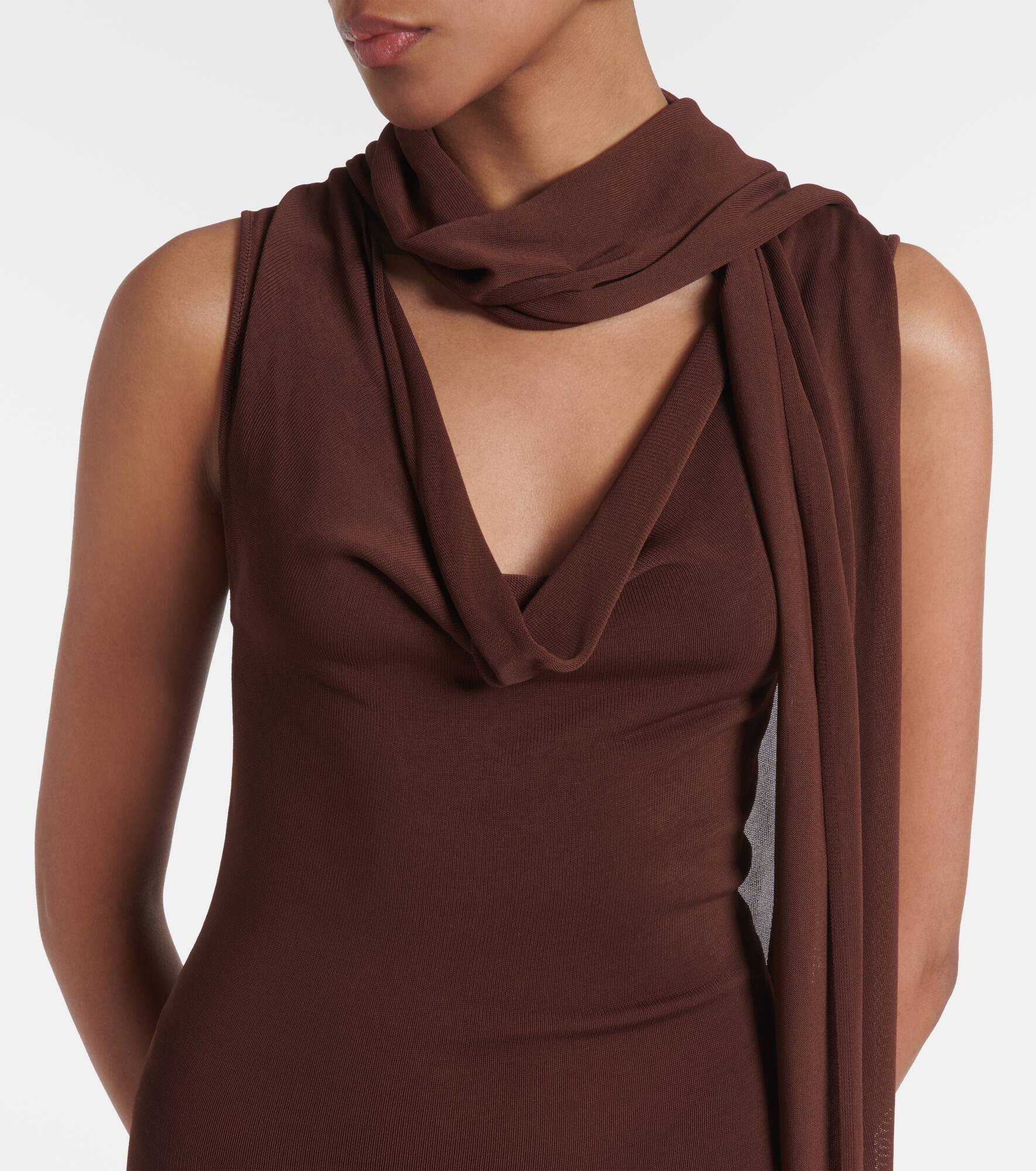 Scarf-detail draped maxi dress - 4