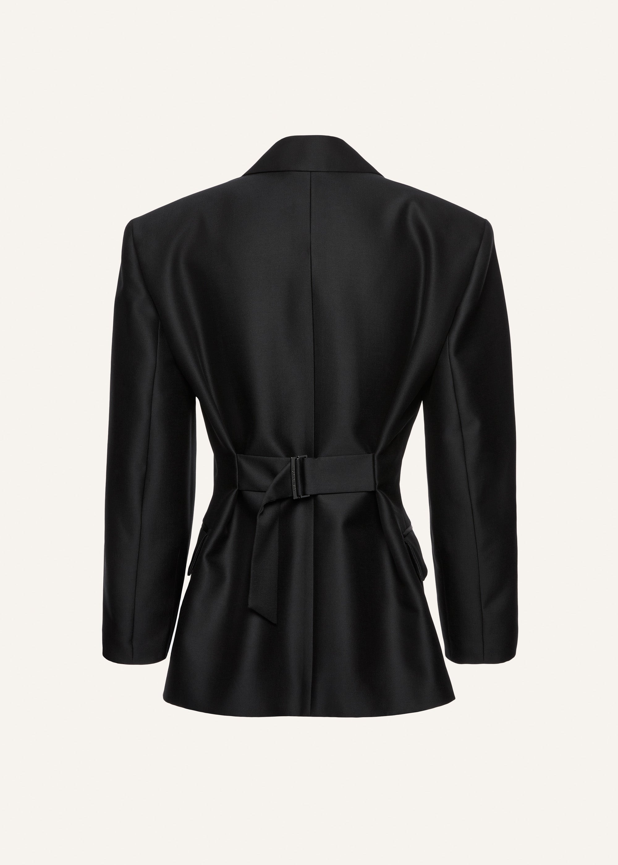 Hourglass satin blazer in black - 2
