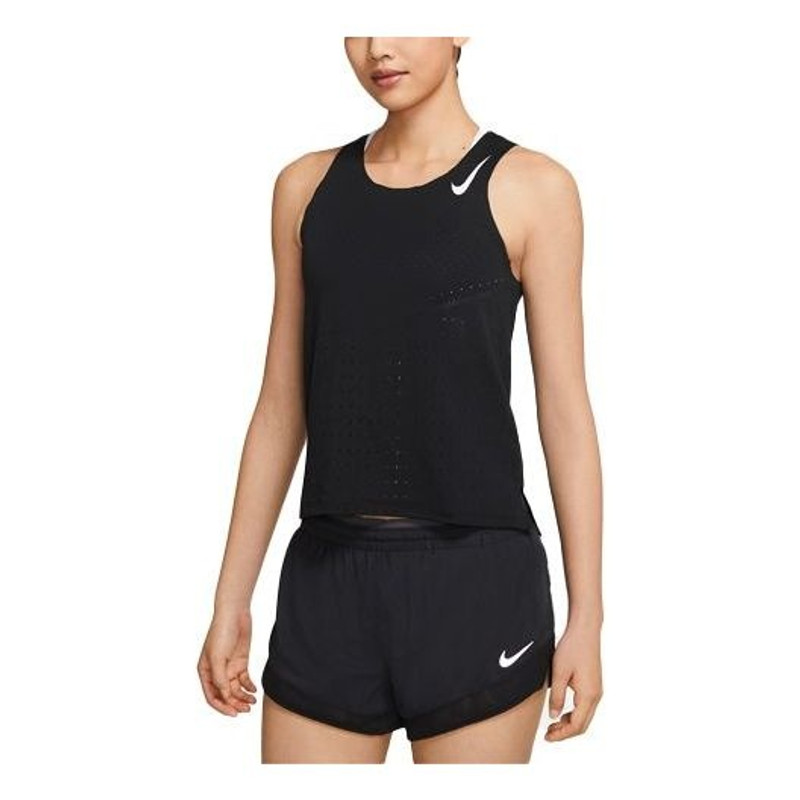 (WMNS) Nike Aeroswift Sports Breathable Running Black Vest CZ9386-010 - 1