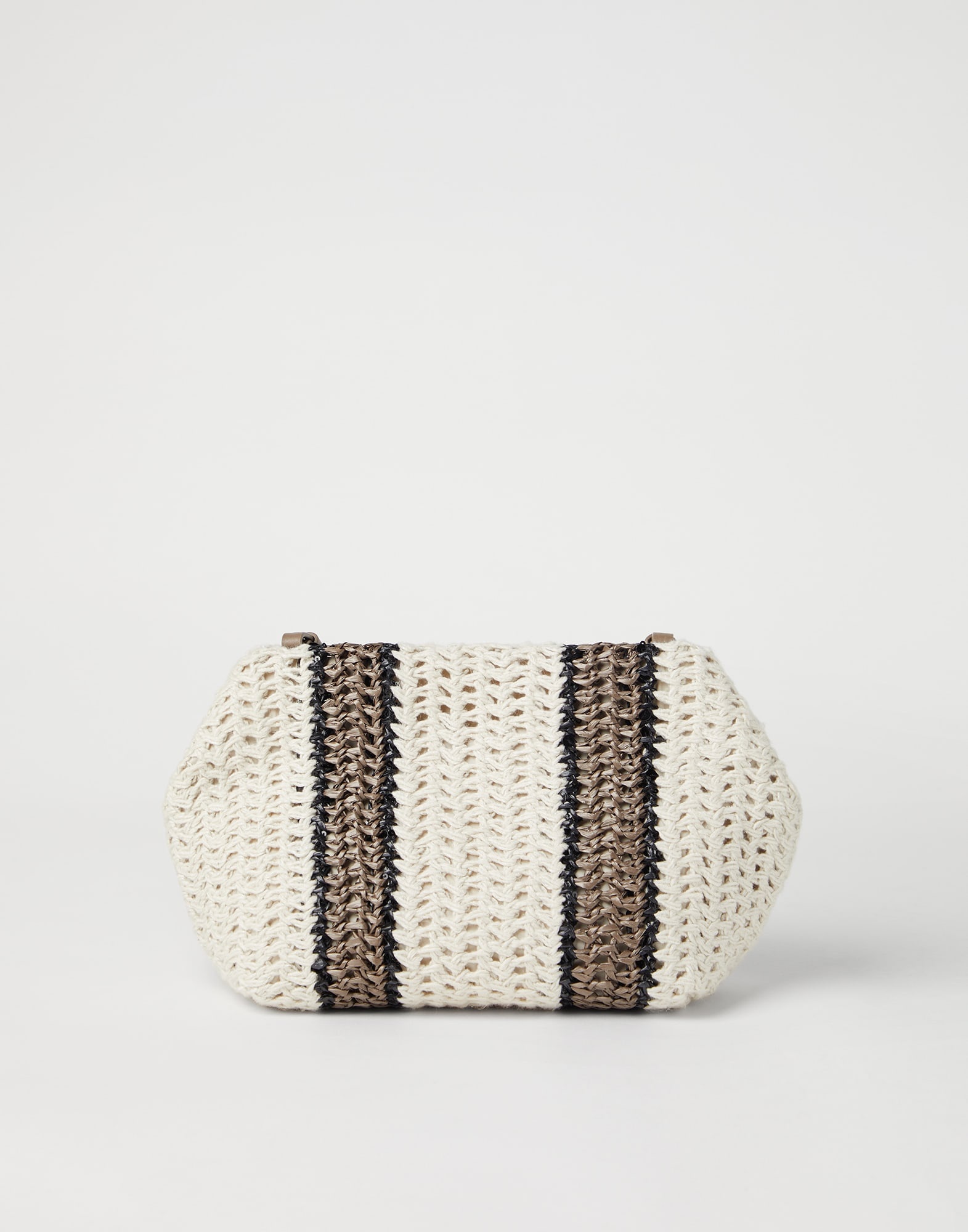 Raffia-effect knit striped bag - 1