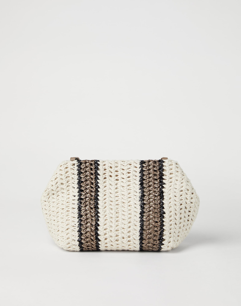 Raffia-effect knit striped bag 1