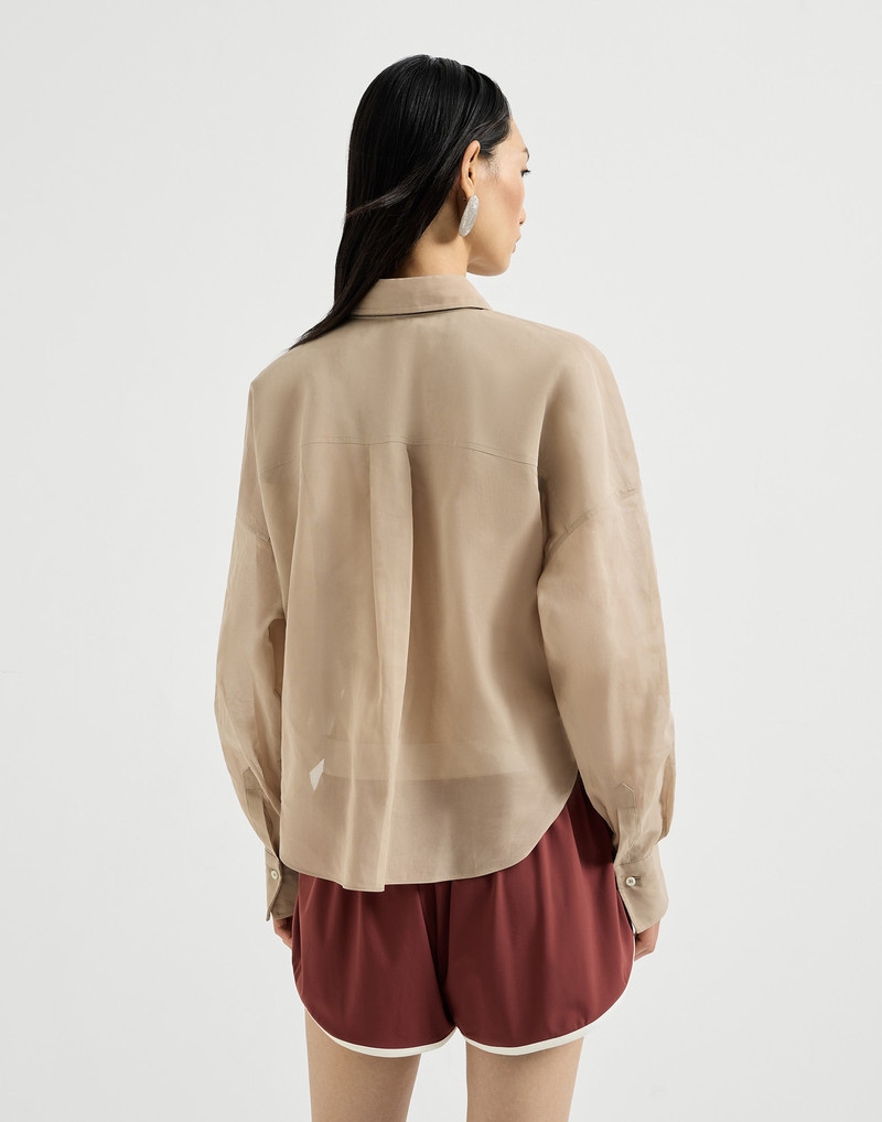 Brunello Cucinelli Cotton organza shirt with monili outlook