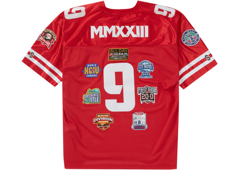 Supreme Supreme Championships Embroidered Football Jersey Red outlook