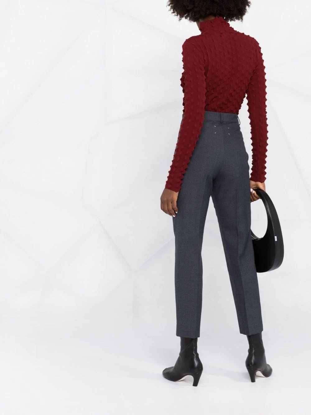 high-waisted slim-fit trousers - 6