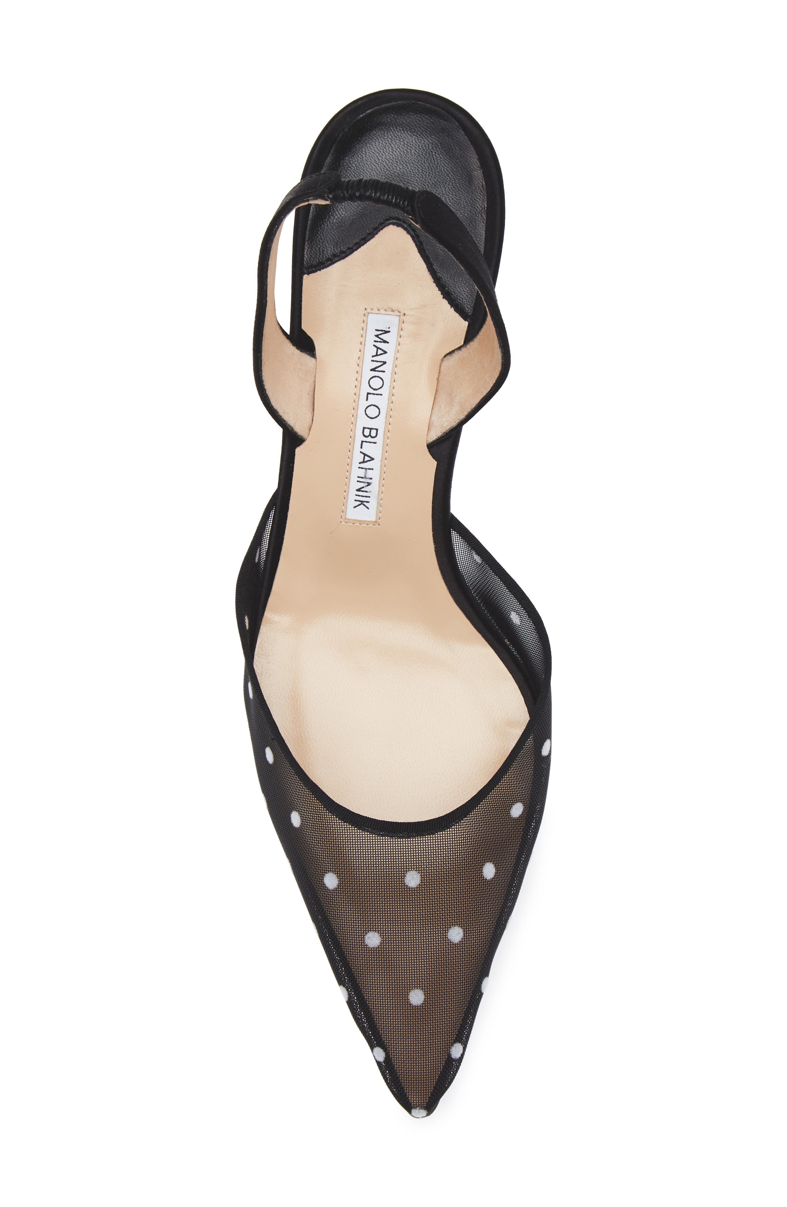 Manolo Blahnik Carolyne Polka Dot Pointed Toe Slingback Pump in Black at Nordstrom - 5