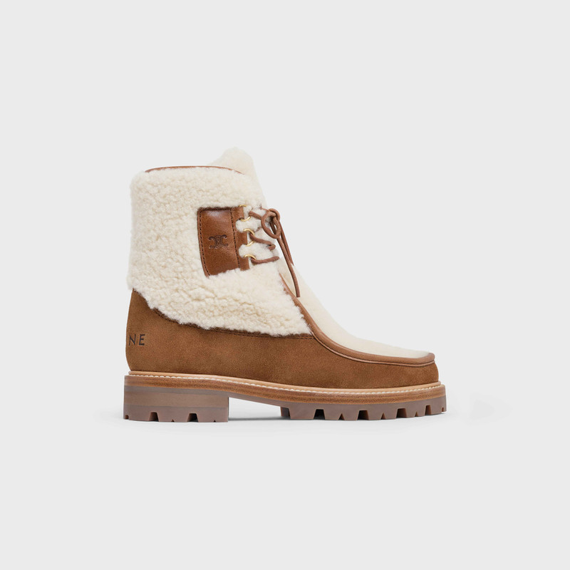 Margaret lace-up fur boot in Suede calfskin and shearling 1