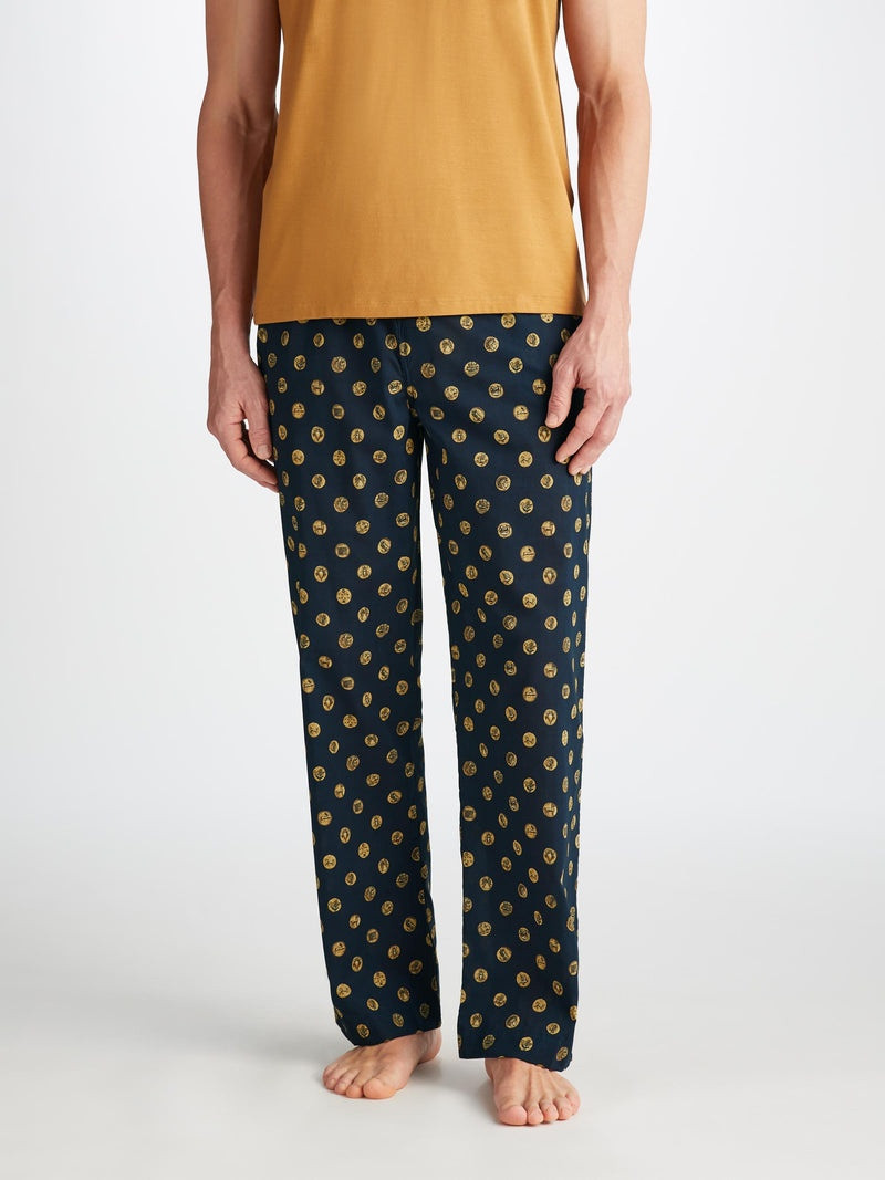 Derek Rose Men's Lounge Pants Ledbury 78 Cotton Batiste Navy outlook