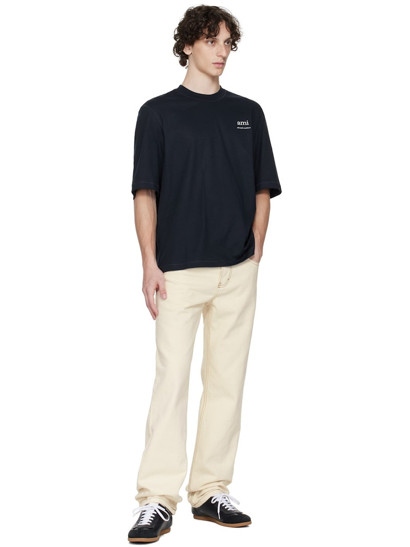 AMI Paris Beige Cotton Classic Fit Jeans outlook