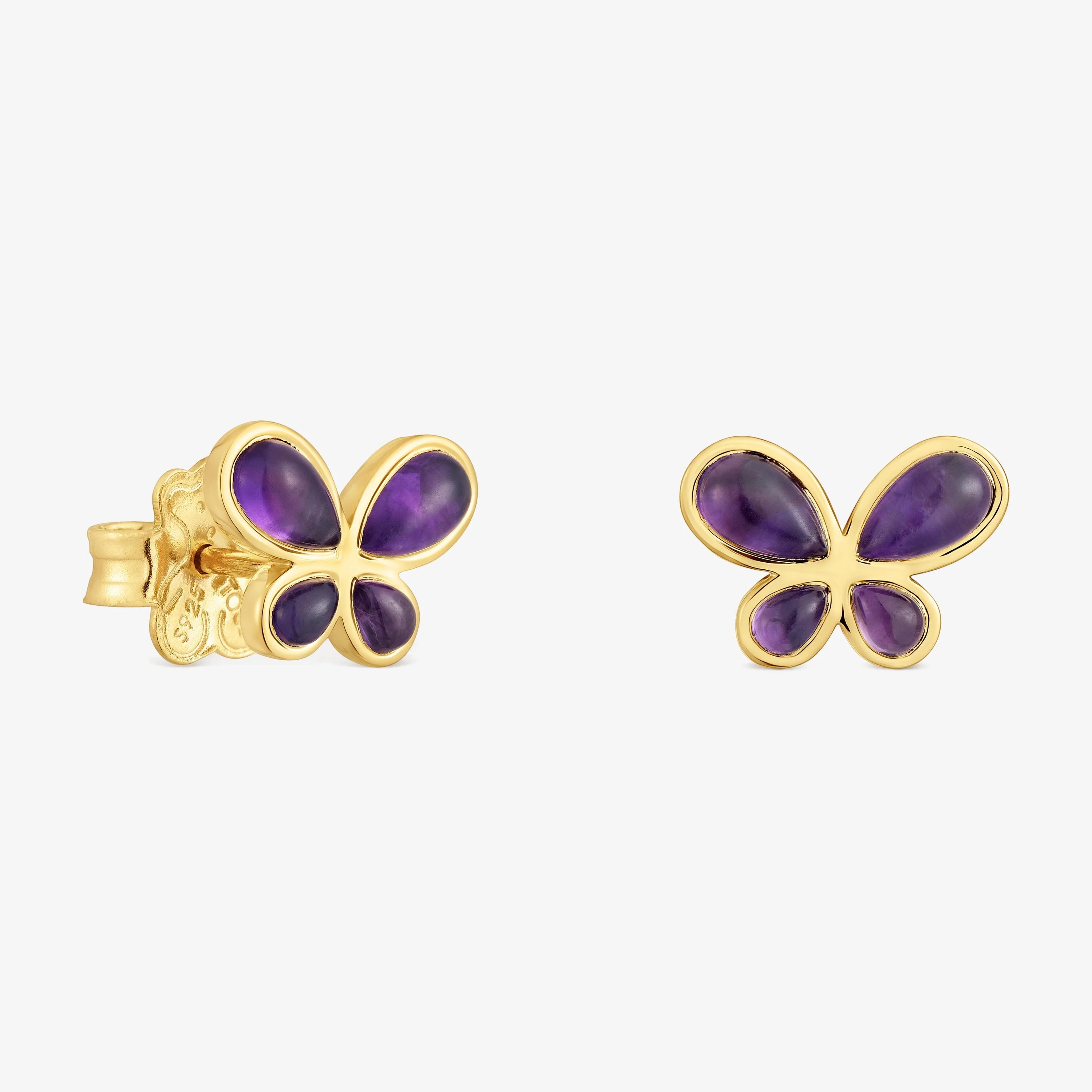 Earrings with 18K gold vermeil and amethyst Daisy - 1
