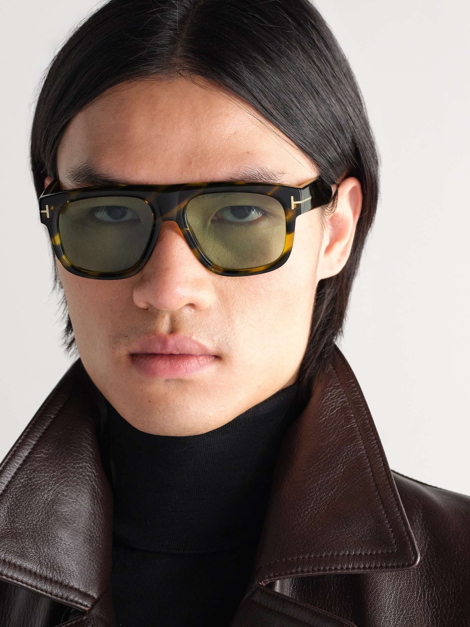 小物 TOM FORD TOM FORD Icon Square-Frame Tortoiseshell Acetate Sunglasses