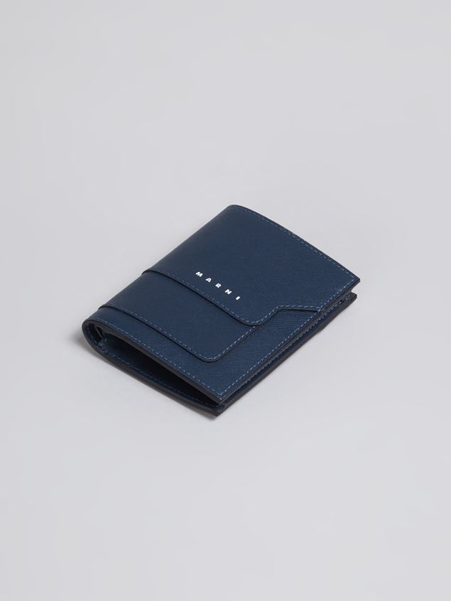 BLUE SAFFIANO LEATHER YEN AND USD BI-FOLD WALLET - 5