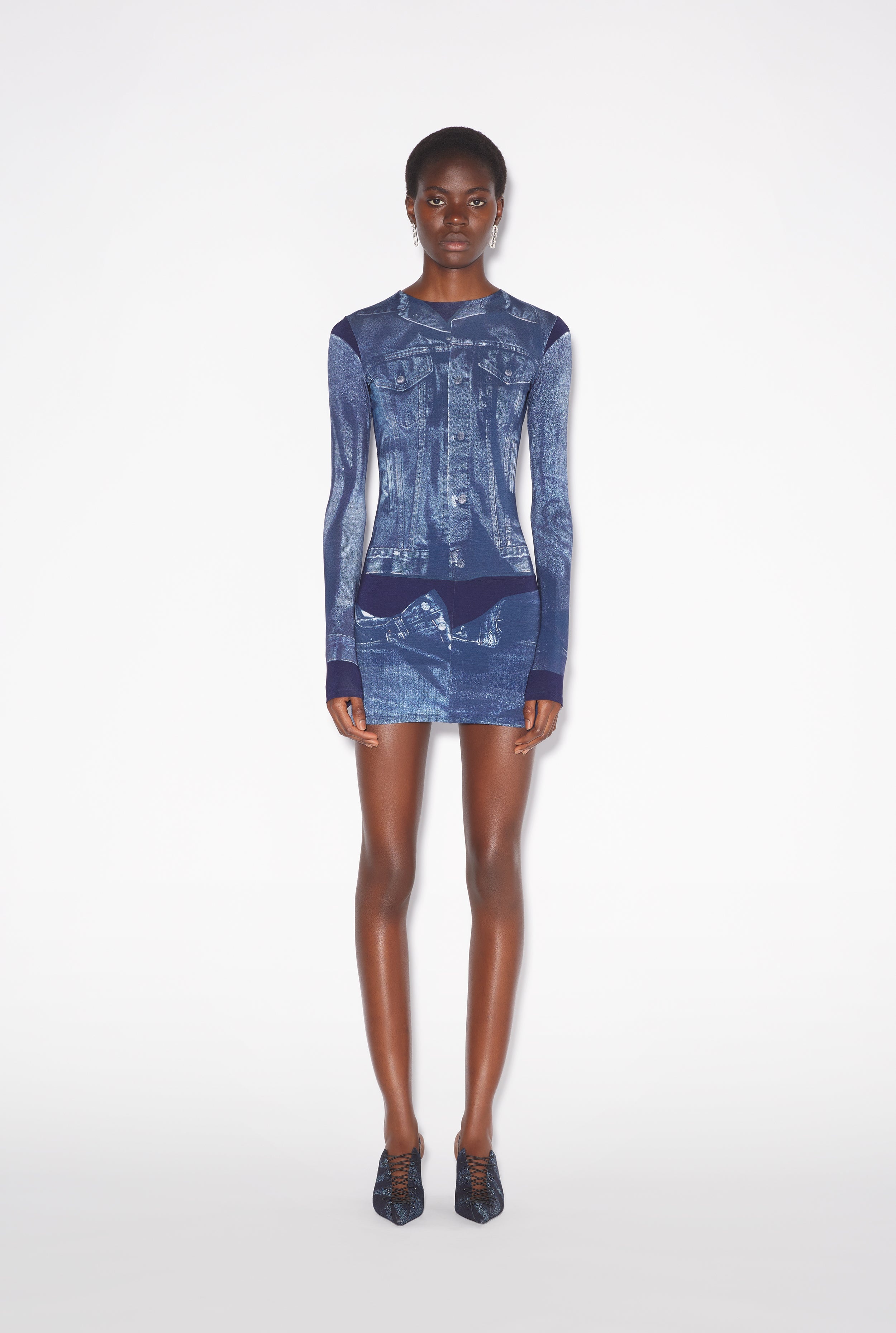 THE SHORT BLUE DENIM TROMPE L’OEIL DRESS - 1