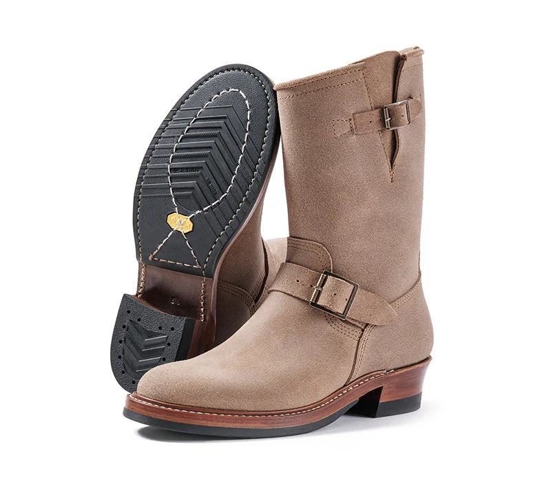 PRE-SALE LK-003 Wabash Engineer Boots Horween Leather CXL Natural Roughout - 2