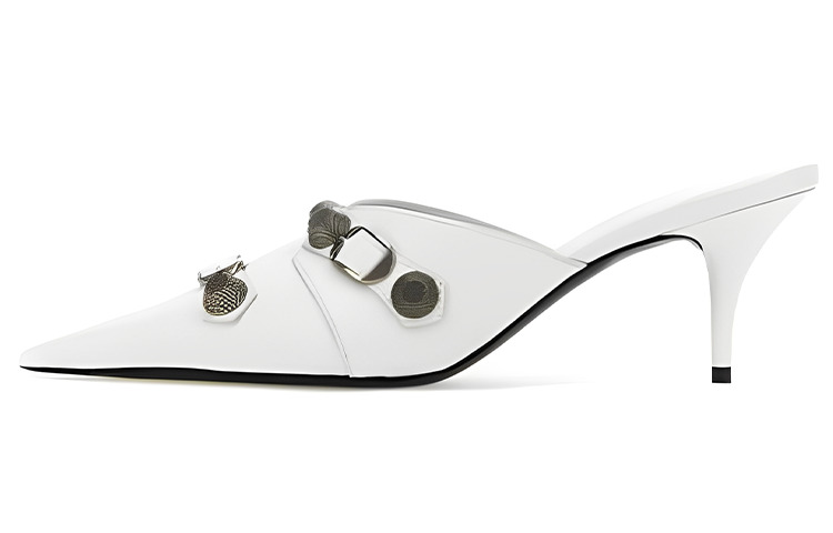 (WMNS) Balenciaga Cagole Heeled Mules 'White Lambskin' 714253WAD4E9081 - 2