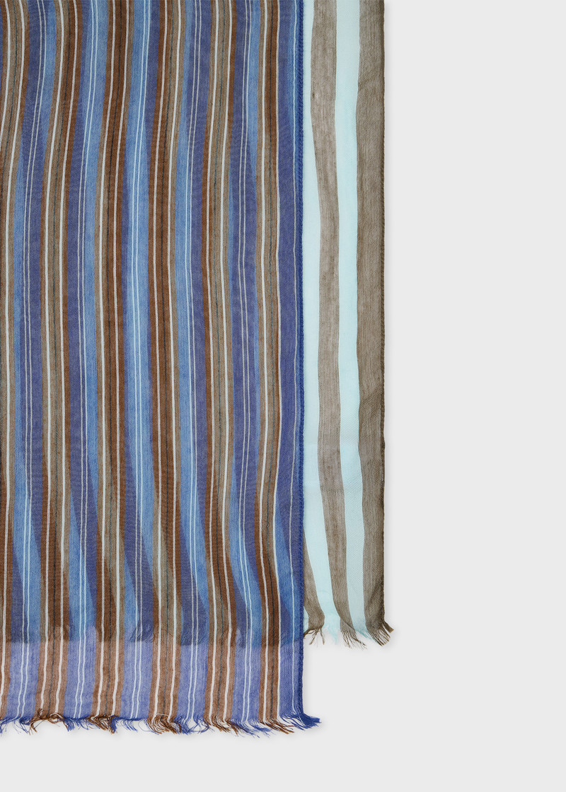 Paul Smith Blue 'Mixed Stripe' Silk-Blend Scarf outlook
