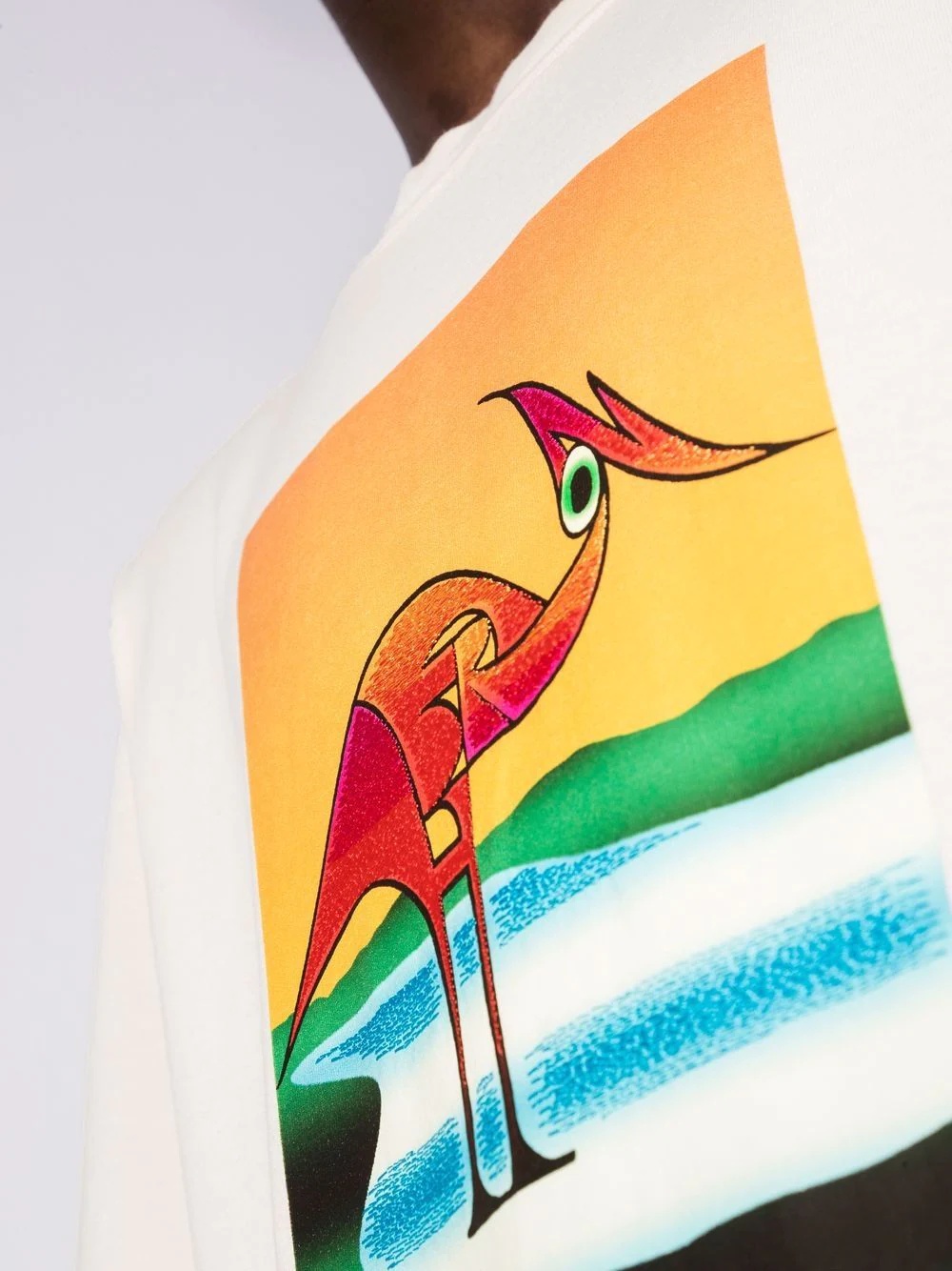 abstract heron-print T-shirt - 4